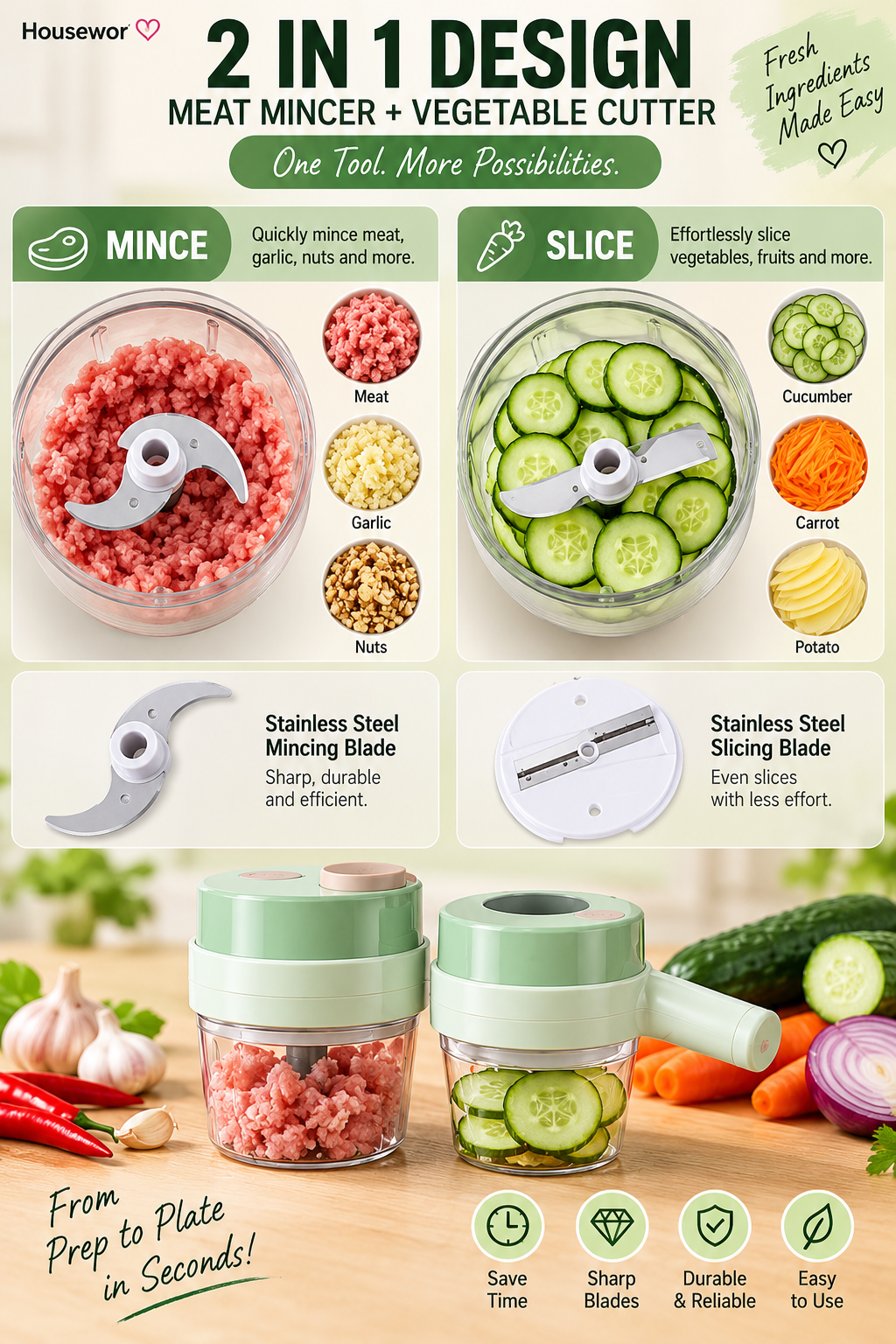 📢📢 50% OFF🔪4 In 1 Handheld Electric Vegetable Cutter Set
