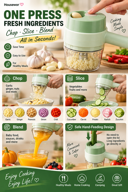 📢📢 50% OFF🔪4 In 1 Handheld Electric Vegetable Cutter Set