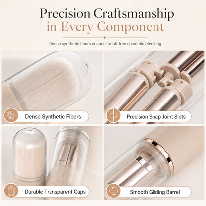 🖌️LAST DAY SALE 60% OFF !!📢Portable Retractable Makeup Brush Set Multifunctional Travel Cosmetic Tool with Powder Blush and Silicone Lip Brush
