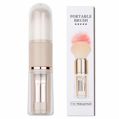 🖌️LAST DAY SALE 60% OFF !!📢Portable Retractable Makeup Brush Set Multifunctional Travel Cosmetic Tool with Powder Blush and Silicone Lip Brush