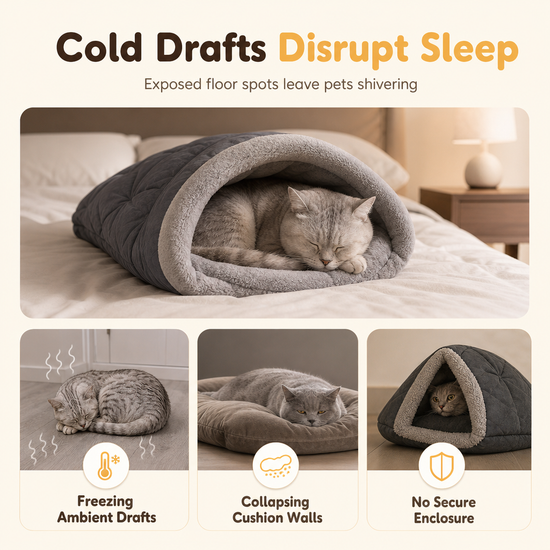 Thick Warm Plush Cat Sleeping Bag Cozy Cave Bed Burrowing Pet Bed for ...