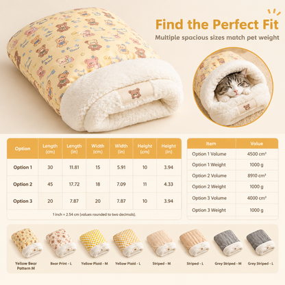 Thick Warm Plush Cat Sleeping Bag Cozy Cave Bed Burrowing Pet Bed for Autumn and Winter